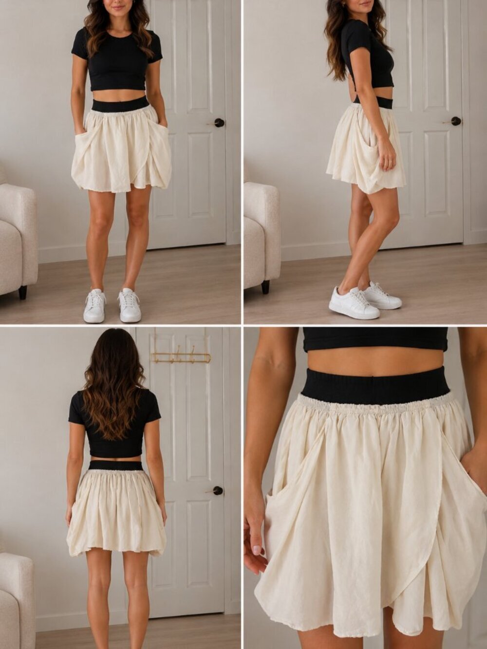 Wilfred Champagne Silk Taffeta Tulip Skirt Champagne with Black waistband ~ Sz 0